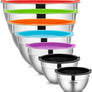 YIHONG 7 Piece Mixing Bowls with Lids for Kitchen, Stainless Steel Mixing Bowls Set Ideal for Baking, Prepping, Cooking and Serving Food, Nesting Metal Mixing Bowls for Space Saving Storage