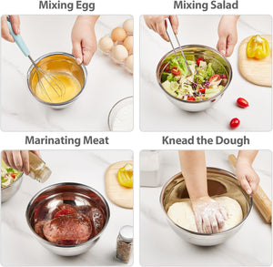 YIHONG 7 Piece Mixing Bowls with Lids for Kitchen, Stainless Steel Mixing Bowls Set Ideal for Baking, Prepping, Cooking and Serving Food, Nesting Metal Mixing Bowls for Space Saving Storage