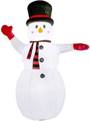 YIHONG 8 Ft Christmas Inflatables Greeting Snowman with Scarf and Top Hat Decorations - Blow up Party Decor for Indoor Outdoor Yard with LED Lights
