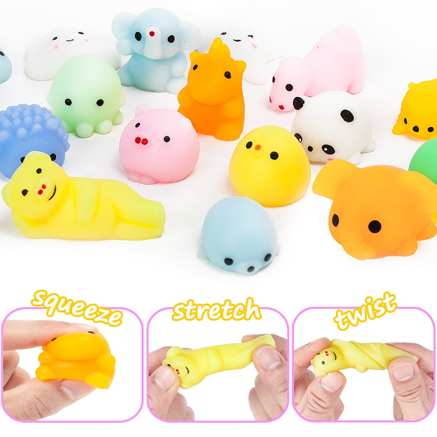  Mochi Squishy Toy 100 Pack, Kawaii Squishies Toys Kids