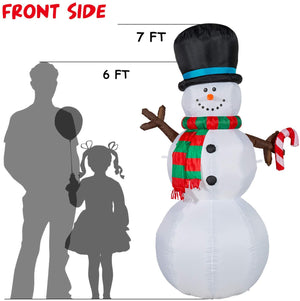 YIHONG 7 Ft Christmas Inflatables Snowman with Rotating LED Lights Decorations - Blow up Party Decor for Indoor Outdoor Yard with LED Lights