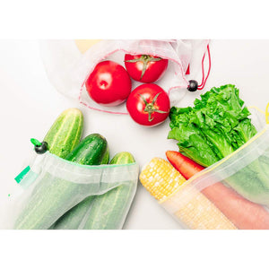 Ecowaare Set of 15 Reusable Mesh Produce Bags,3 Sizes Washable and See-Through Grogery Bags,5 Small 5 Medium & 5 Large