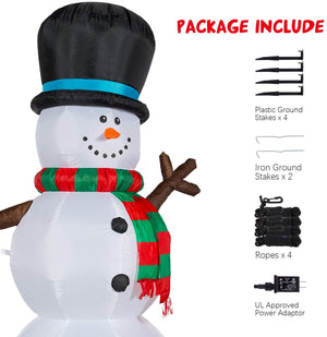 YIHONG 7 Ft Christmas Inflatables Snowman with Rotating LED Lights Decorations - Blow up Party Decor for Indoor Outdoor Yard with LED Lights