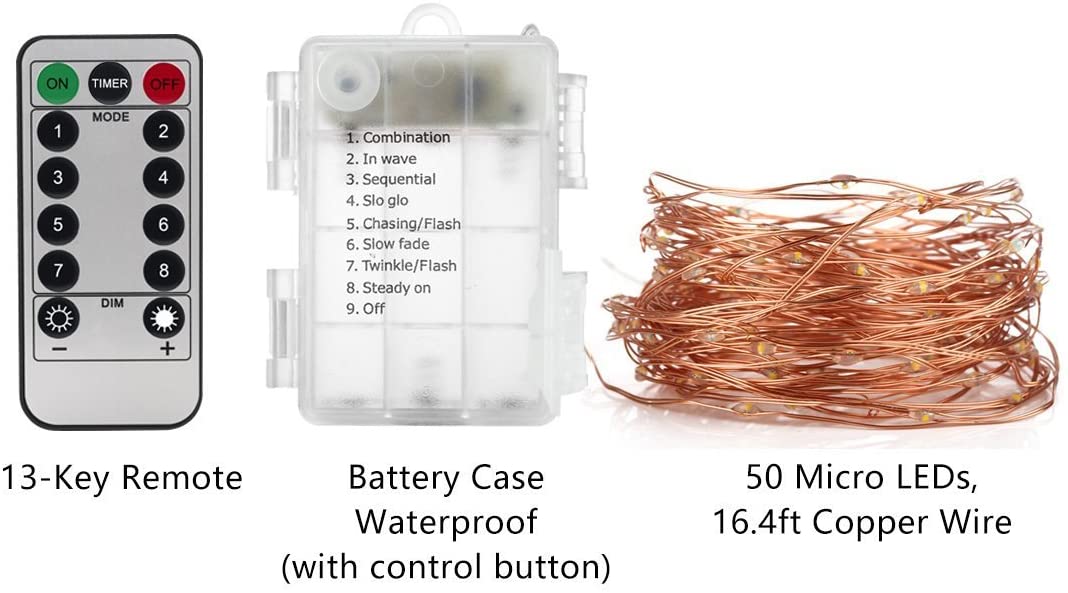 Fairy Lights Battery Operated with Remote Control Timer Waterproof Copper  Wire